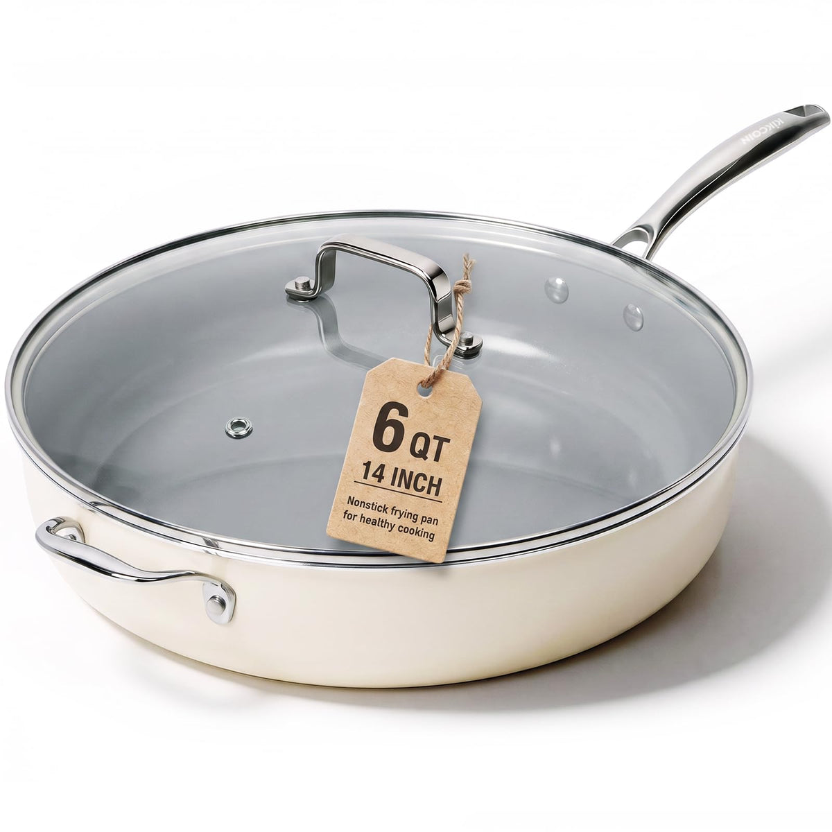 Ceramic Nonstick Deep Sauté Pan With Glass Lid