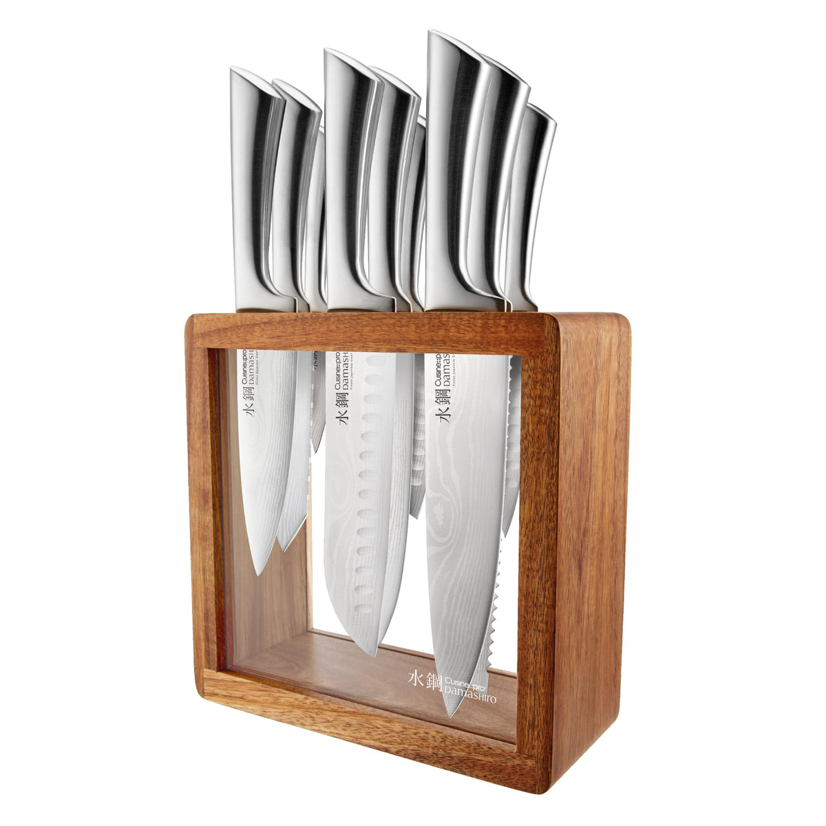 Japanese Steel Knife Set With Acacia Wood Block