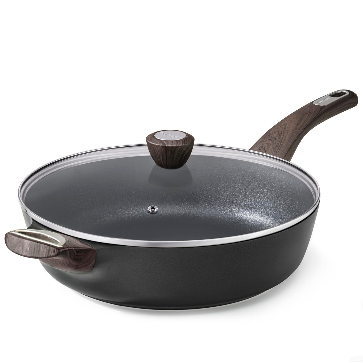 Ceramic Nonstick Deep Frying Pan With Glass Lid