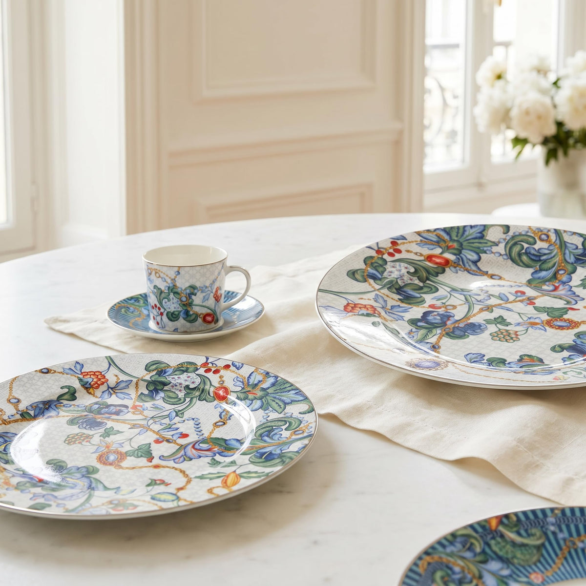 47-Piece Baroque Fine Bone China Dinnerware Set