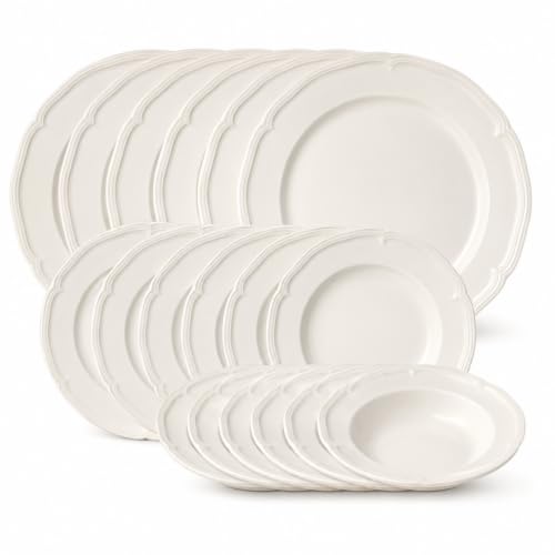 18-Piece Cream White Dinnerware Set for Six
