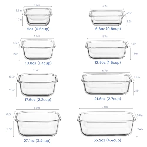 8-Piece Glass Food Storage Container Set