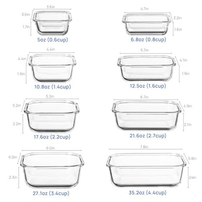 8-Piece Glass Food Storage Container Set