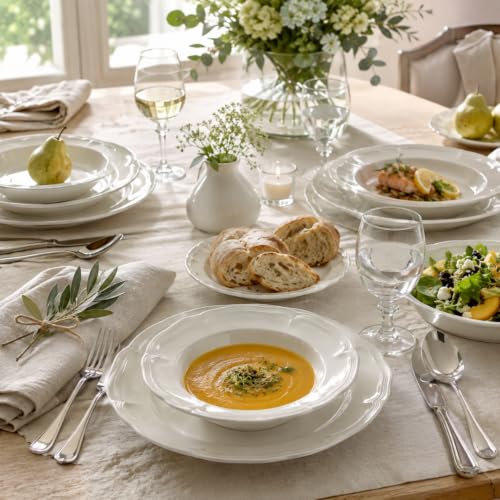 18-Piece Cream White Dinnerware Set for Six