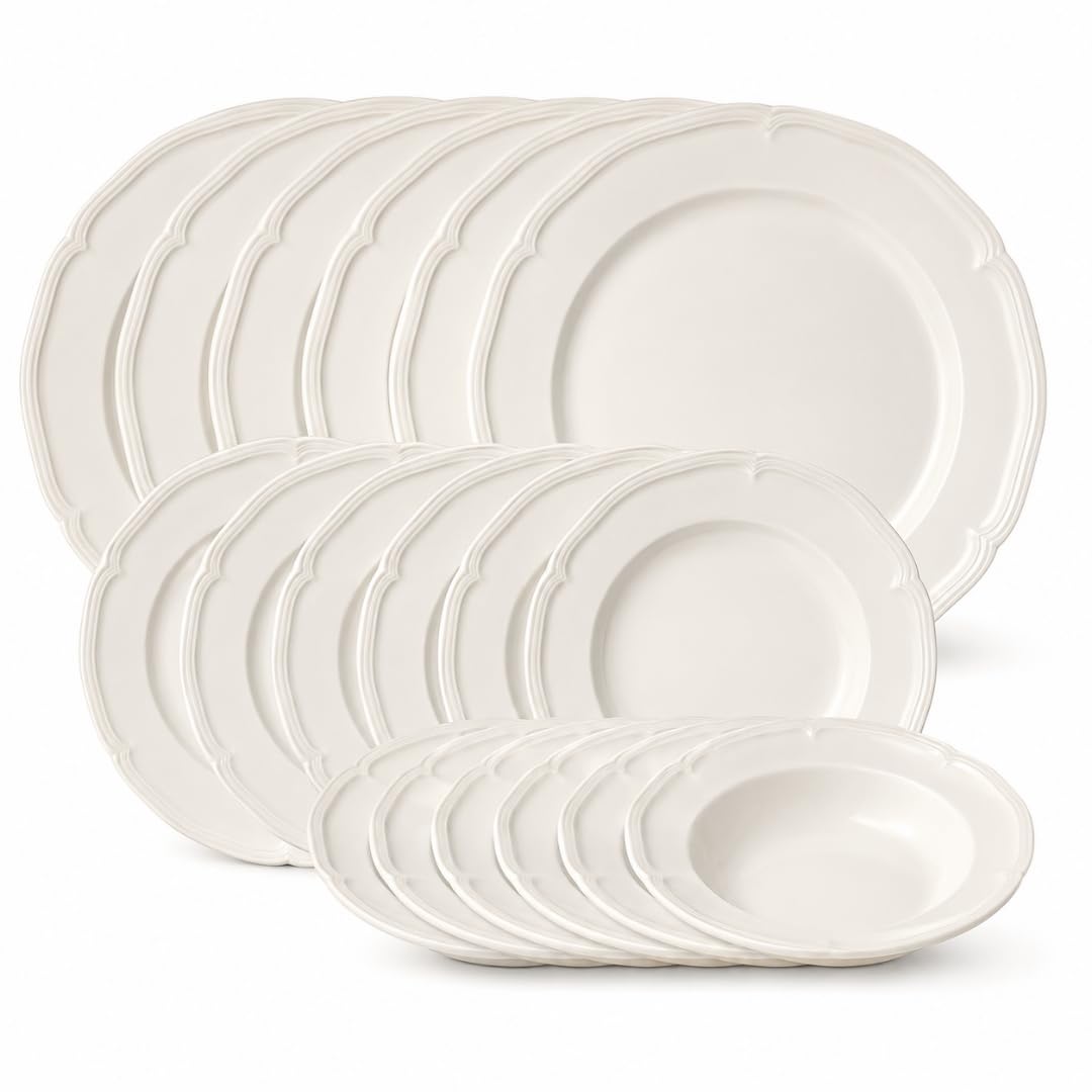 18-Piece Cream White Dinnerware Set for Six