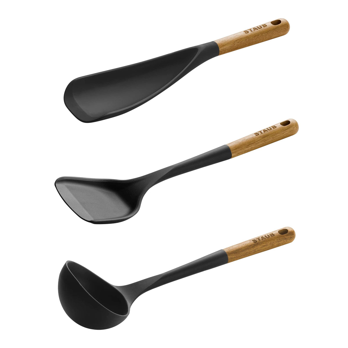 Silicone Cooking Utensil Set With Wood Handles
