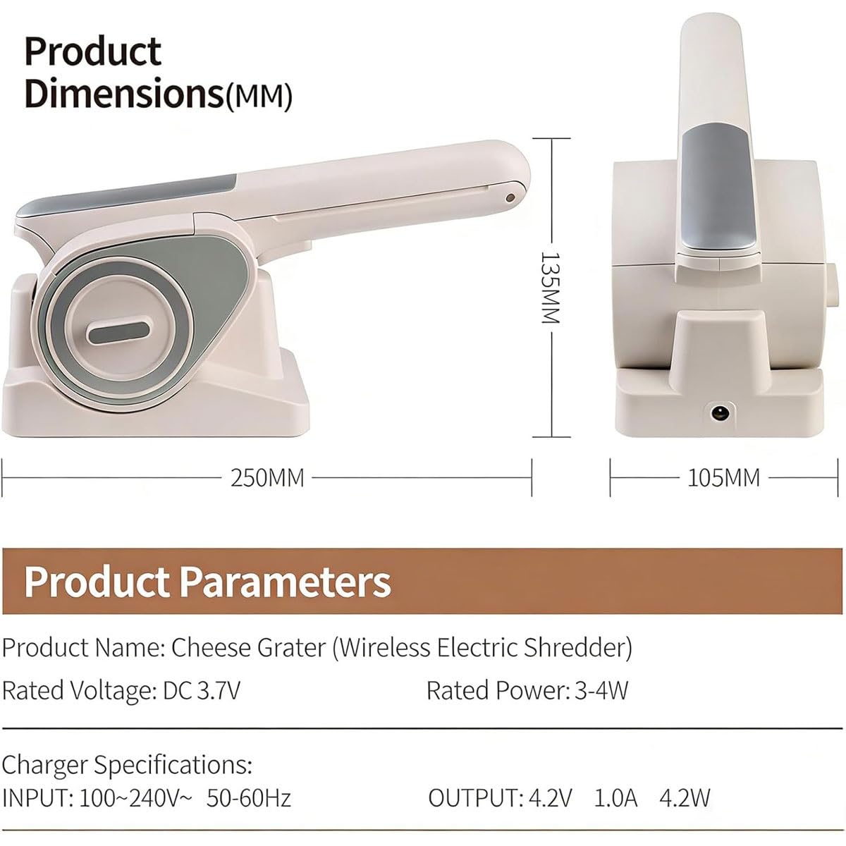 Cordless Electric Cheese Grater With Rotary Drums