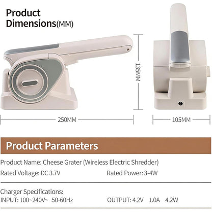 Cordless Electric Cheese Grater With Rotary Drums