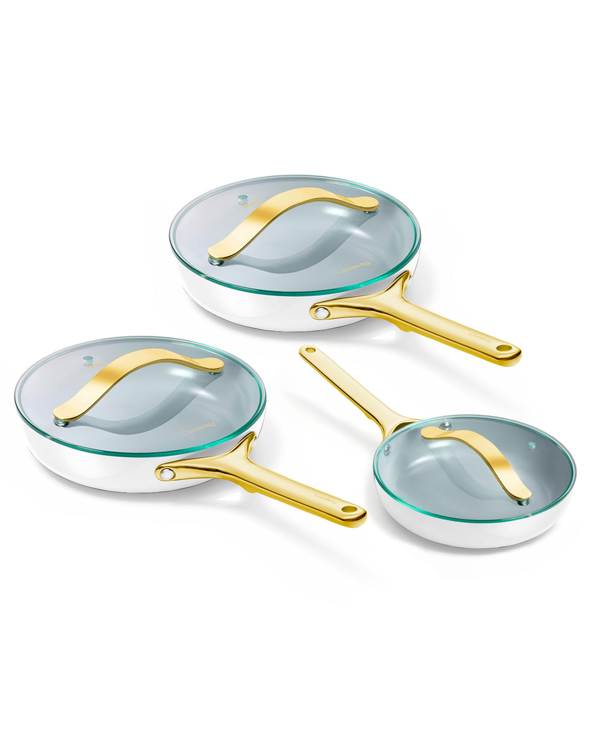 Ceramic Nonstick Frying Pan Set With Glass Lids