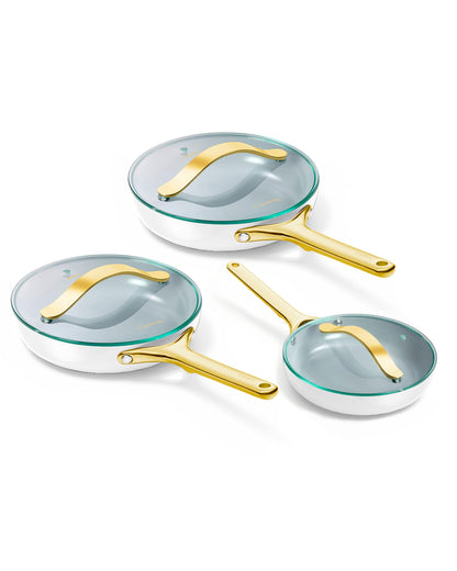 Ceramic Nonstick Frying Pan Set With Glass Lids