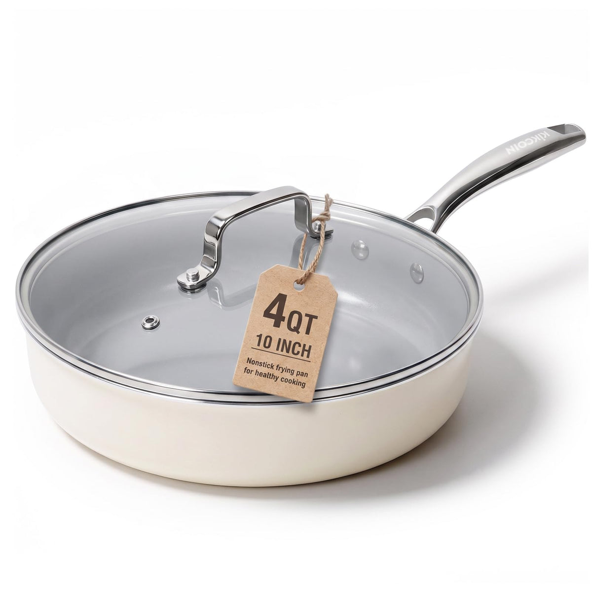 Ceramic Nonstick Deep Sauté Pan With Glass Lid