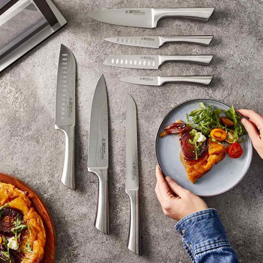 Japanese Steel Knife Set With Acacia Wood Block