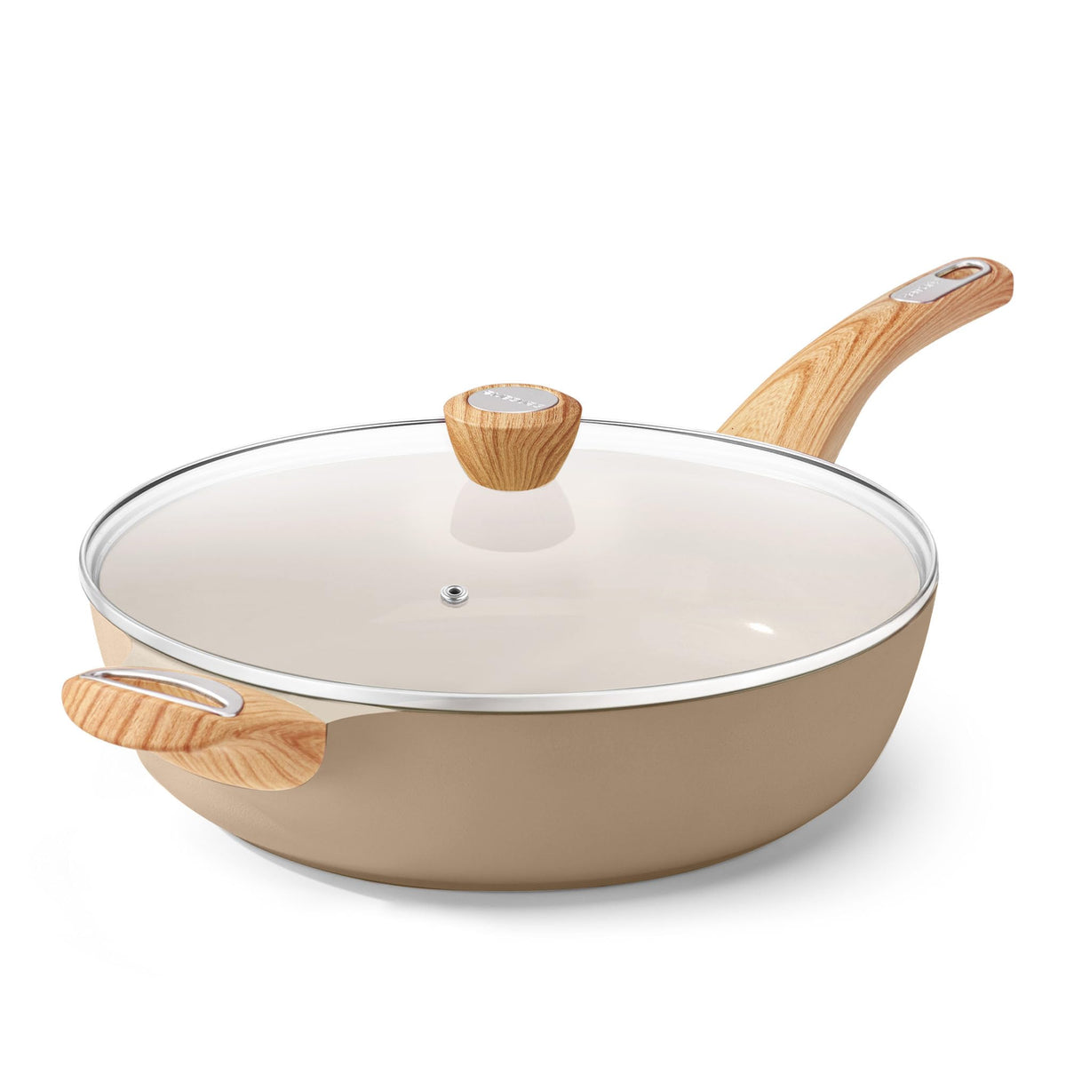 Ceramic Nonstick Deep Frying Pan With Glass Lid
