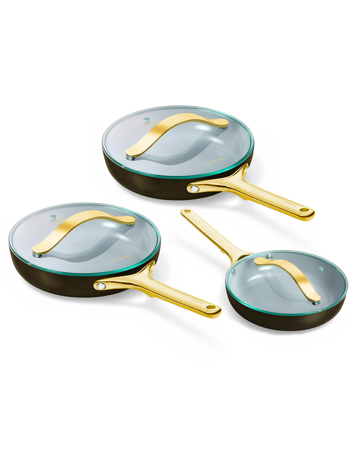Ceramic Nonstick Frying Pan Set With Glass Lids