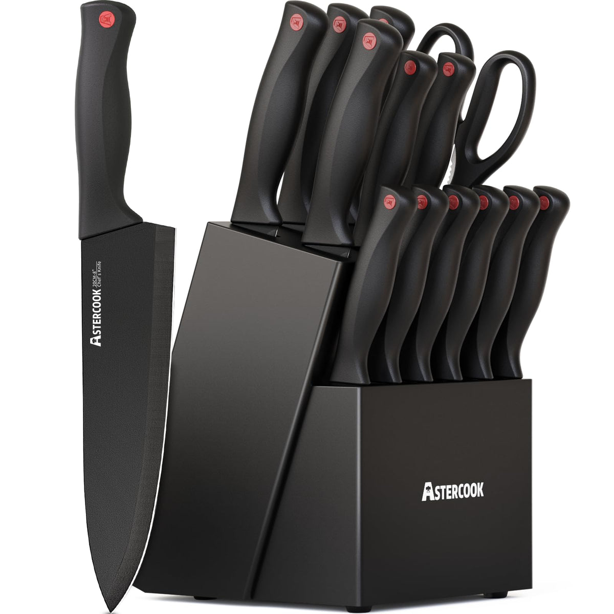 German Stainless Steel Knife Set With Sharpener Block