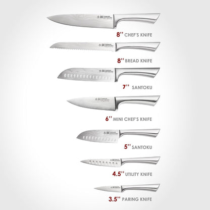 Japanese Steel Knife Set With Acacia Wood Block