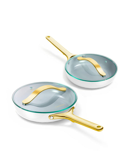 Ceramic Nonstick Frying Pan Set With Glass Lids