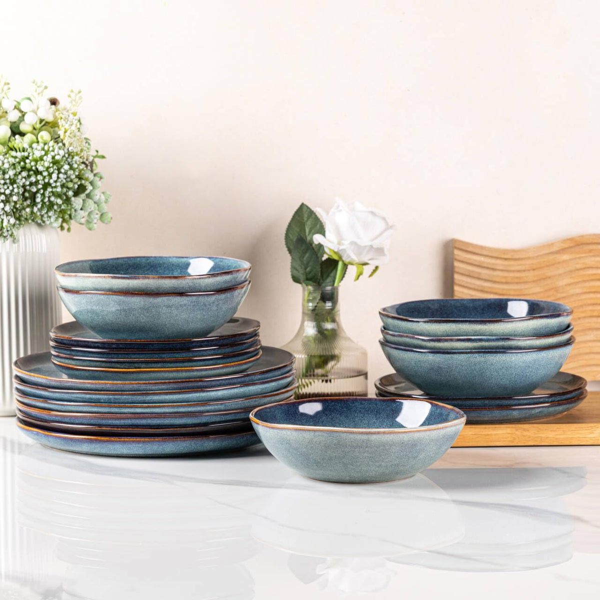 Reactive Glaze Stoneware Dinnerware Set