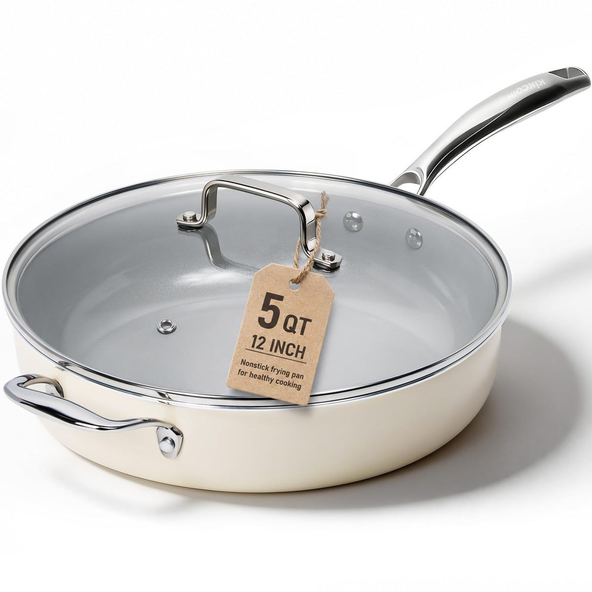 Ceramic Nonstick Deep Sauté Pan With Glass Lid