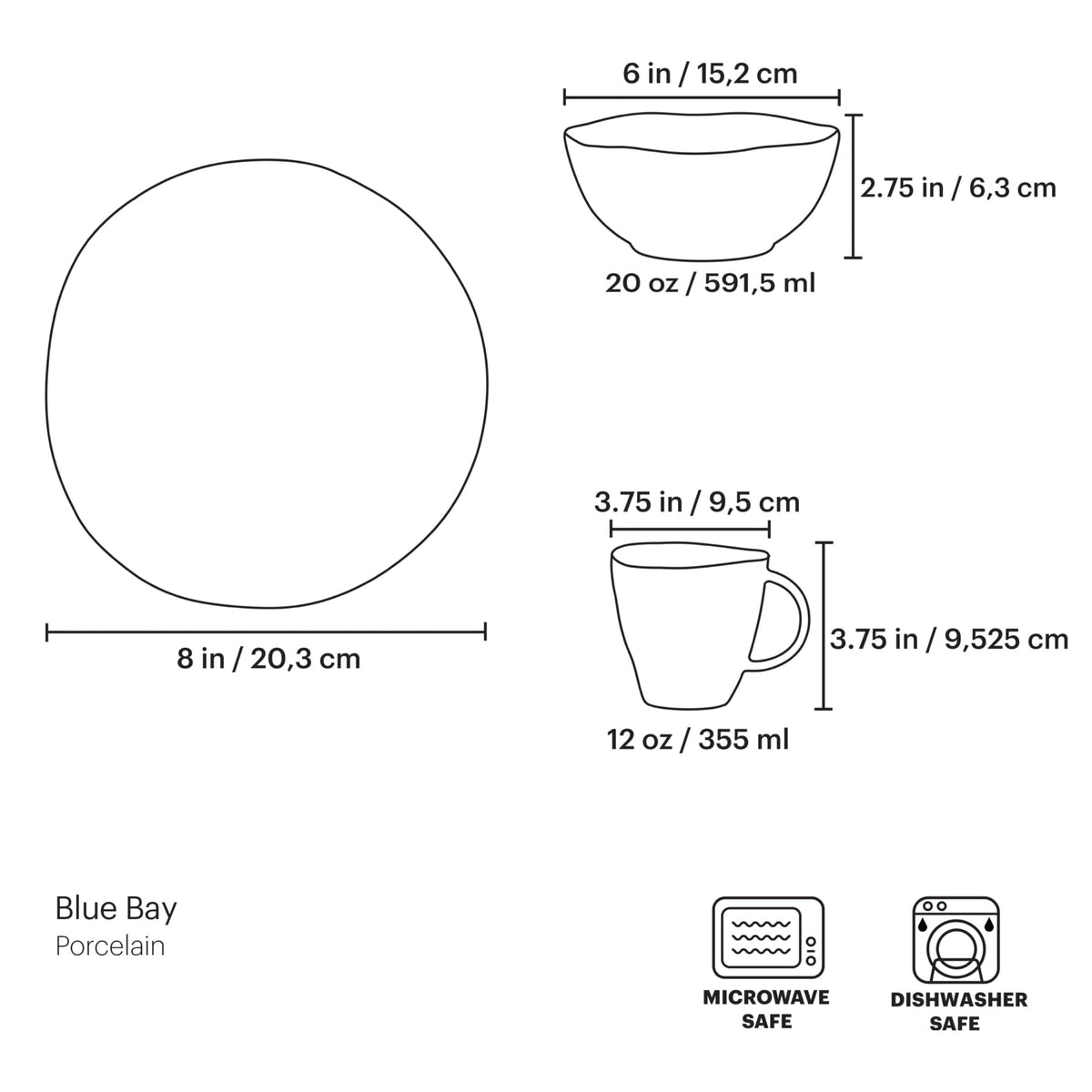 Blue Bay Porcelain Dinnerware and Serveware Collection