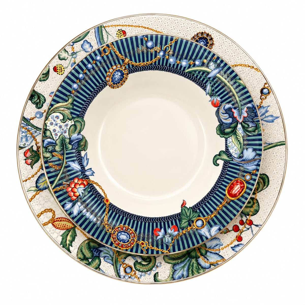 47-Piece Baroque Fine Bone China Dinnerware Set