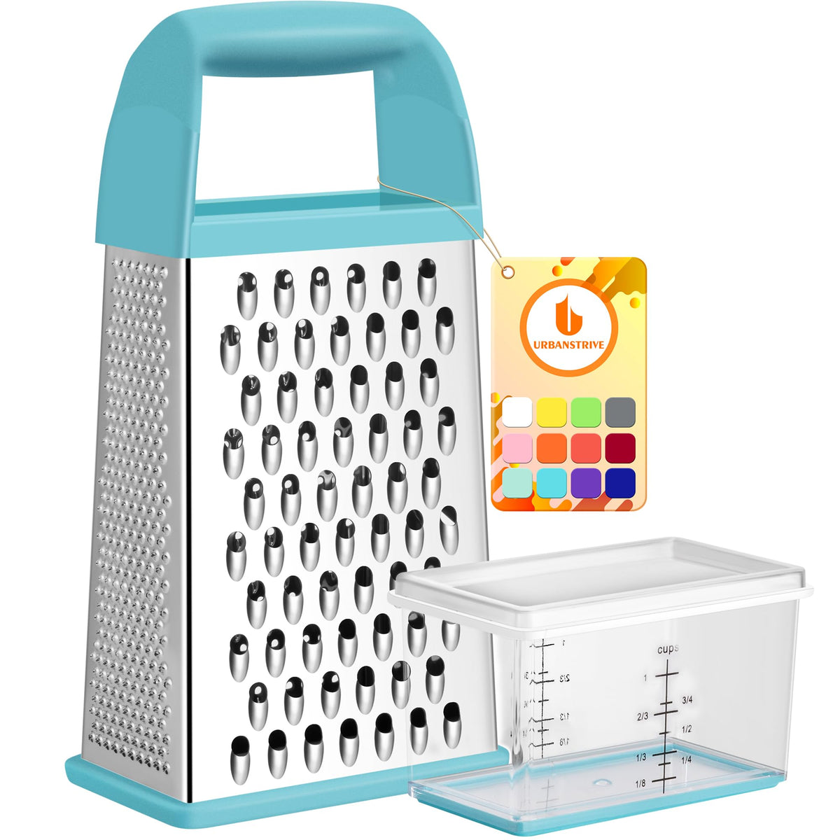 4-Sided Stainless Steel Box Grater With Container