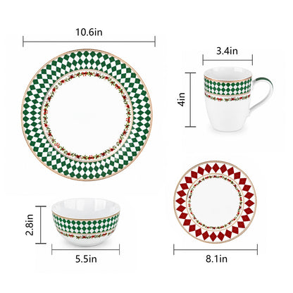 Gold-Trim Porcelain Dinnerware Set