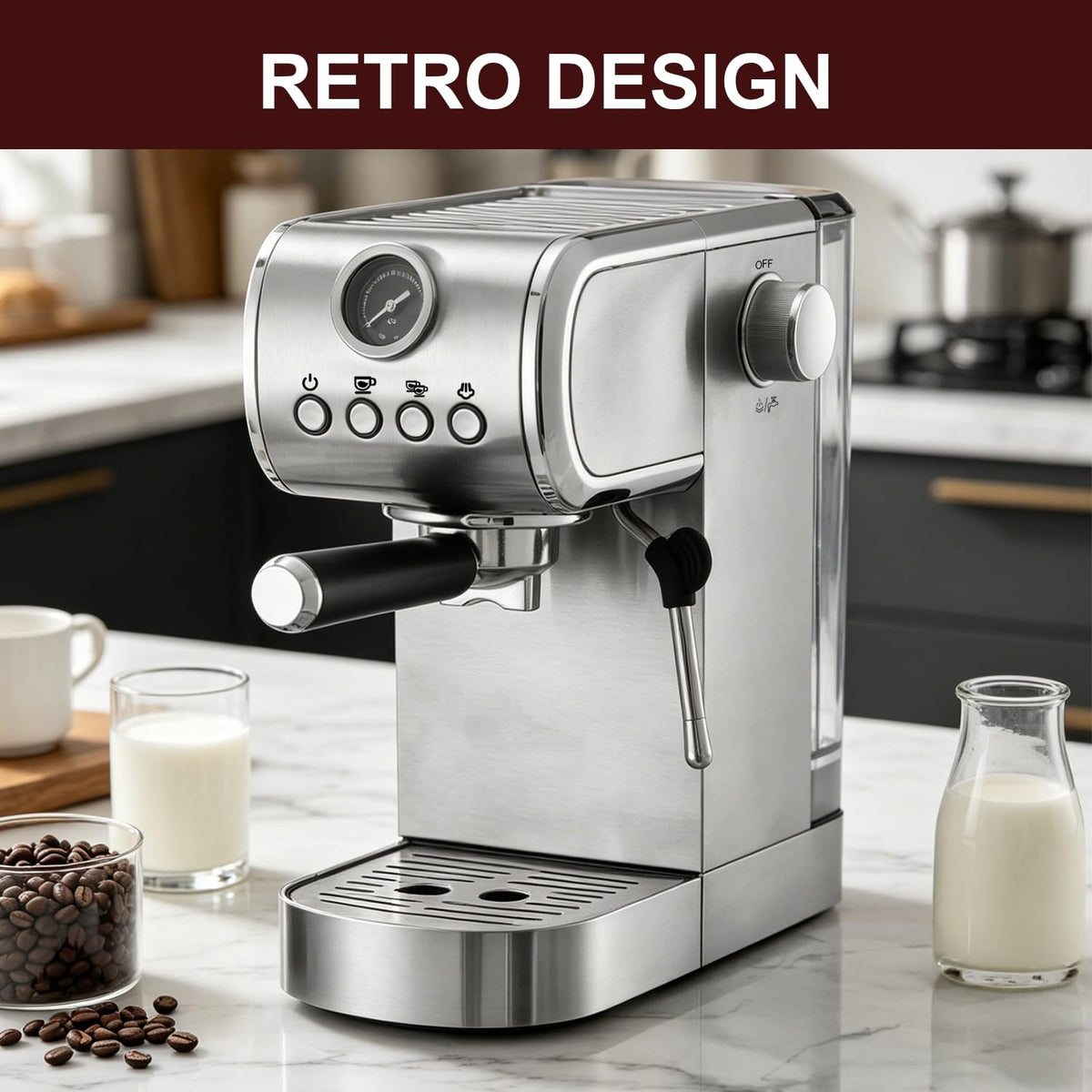 20-Bar Espresso Machine With Steam Milk Frother