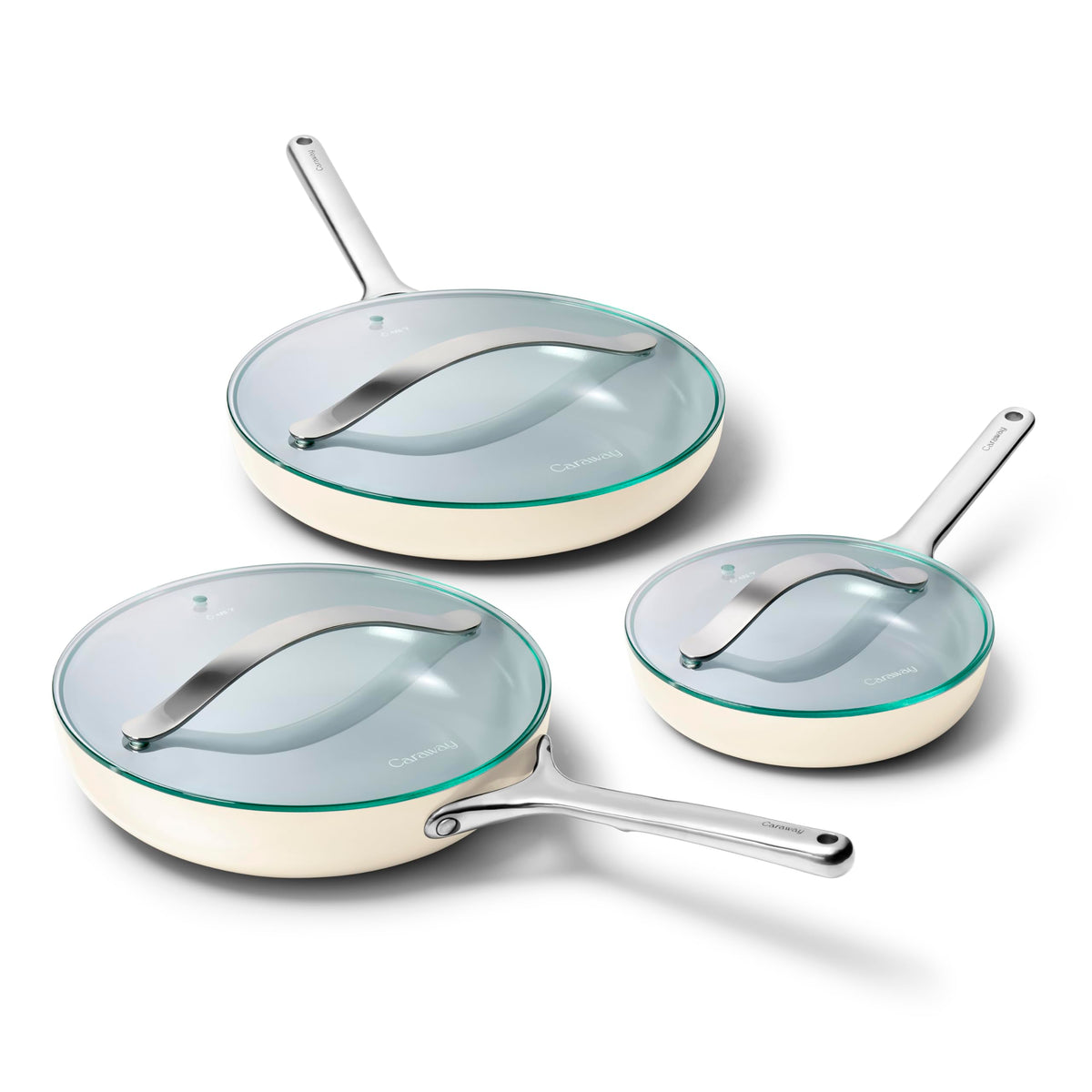 Ceramic Nonstick Frying Pan Set With Glass Lids