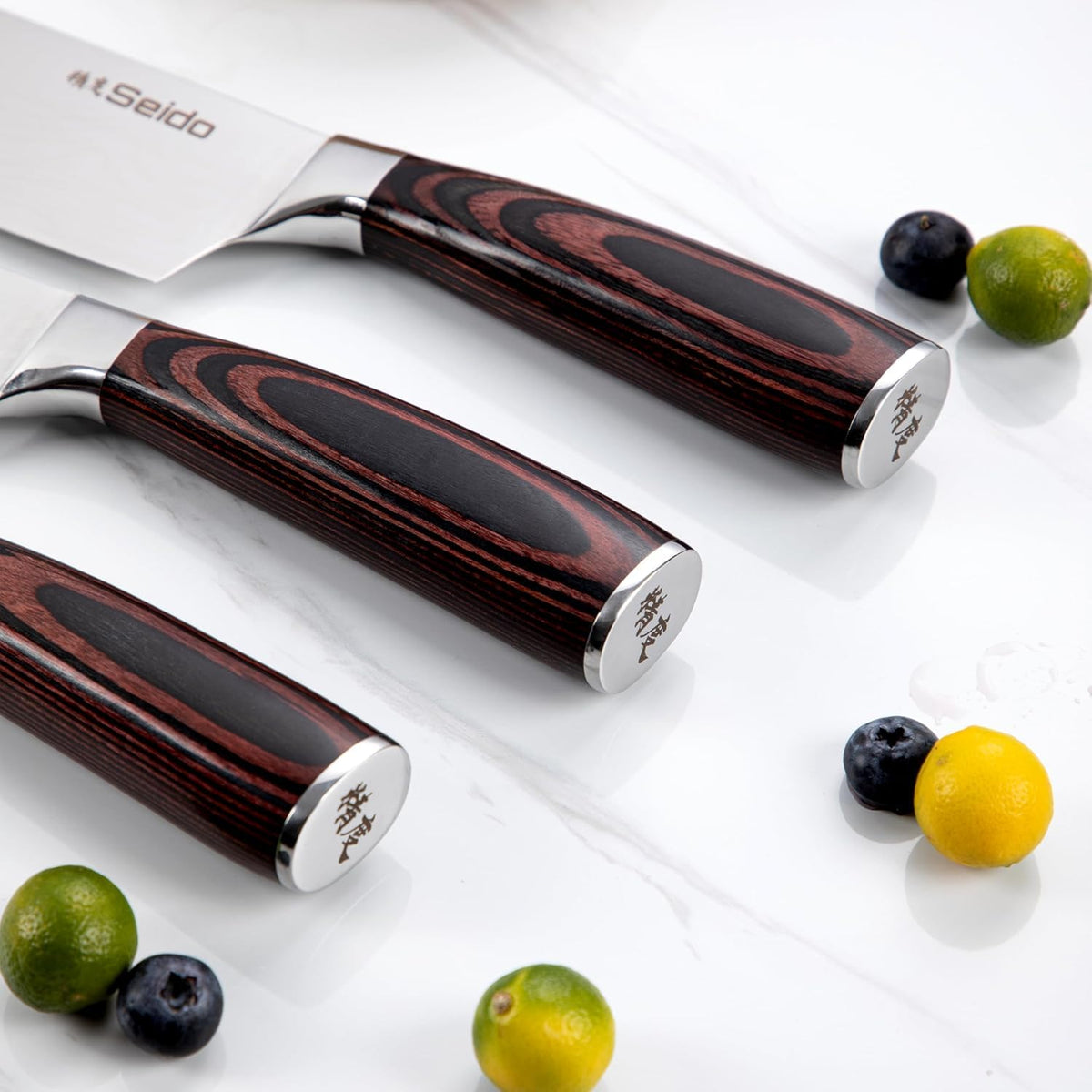 17-Piece Damascus Knife Set With Acacia Wood Block