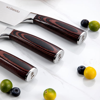 17-Piece Damascus Knife Set With Acacia Wood Block