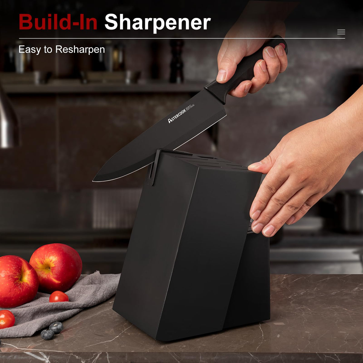 German Stainless Steel Knife Set With Sharpener Block