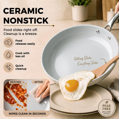 Ceramic Nonstick Deep Sauté Pan With Glass Lid