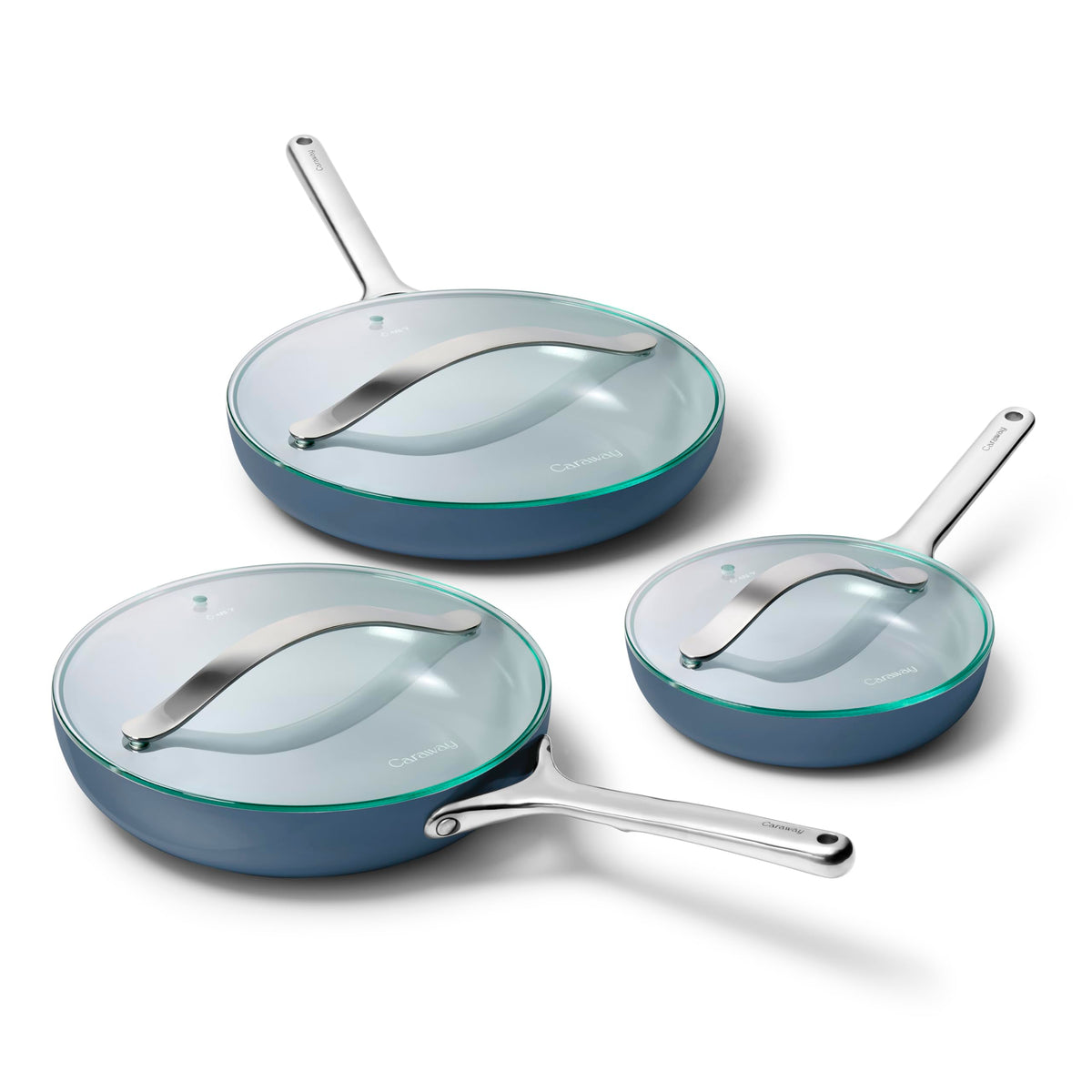 Ceramic Nonstick Frying Pan Set With Glass Lids
