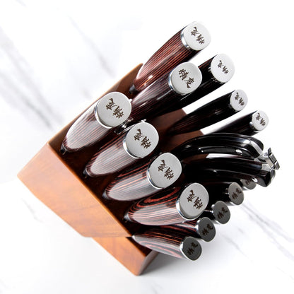 17-Piece Damascus Knife Set With Acacia Wood Block