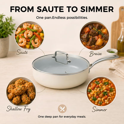 Ceramic Nonstick Deep Sauté Pan With Glass Lid