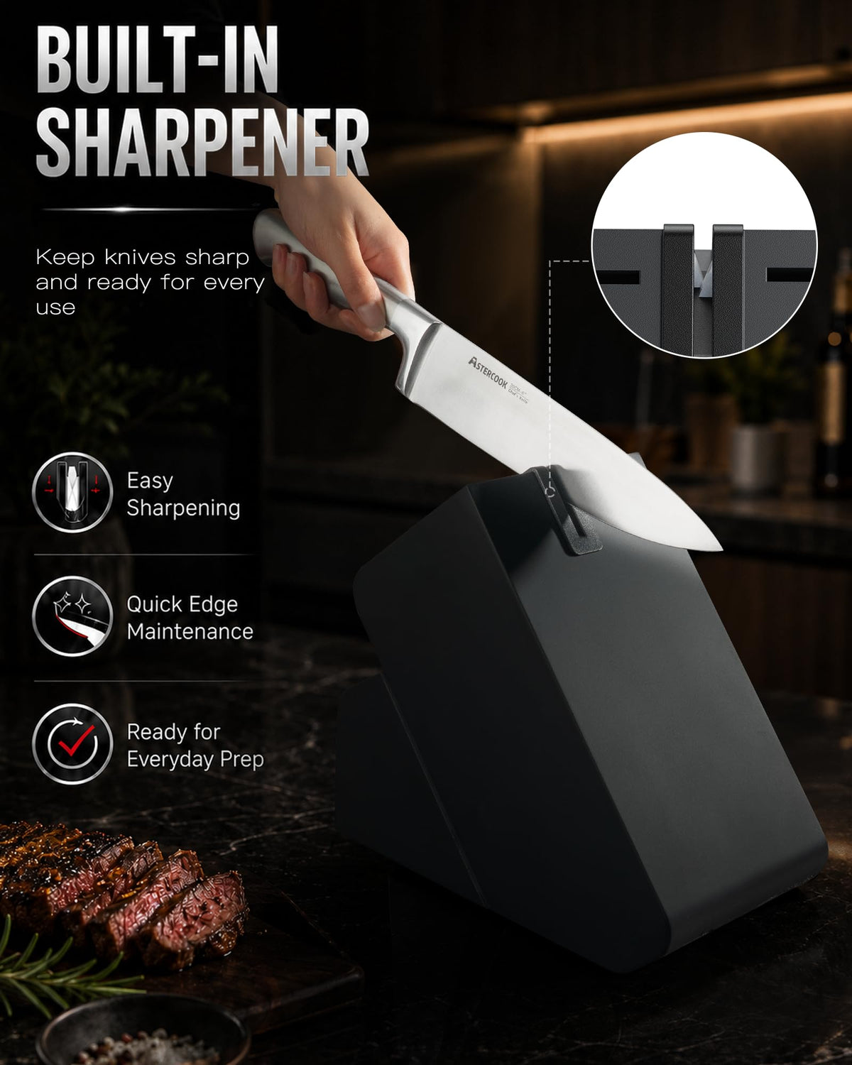 15-Piece German Steel Kitchen Knife Block Set