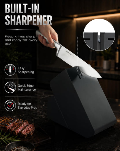 15-Piece German Steel Kitchen Knife Block Set