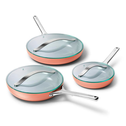 Ceramic Nonstick Frying Pan Set With Glass Lids