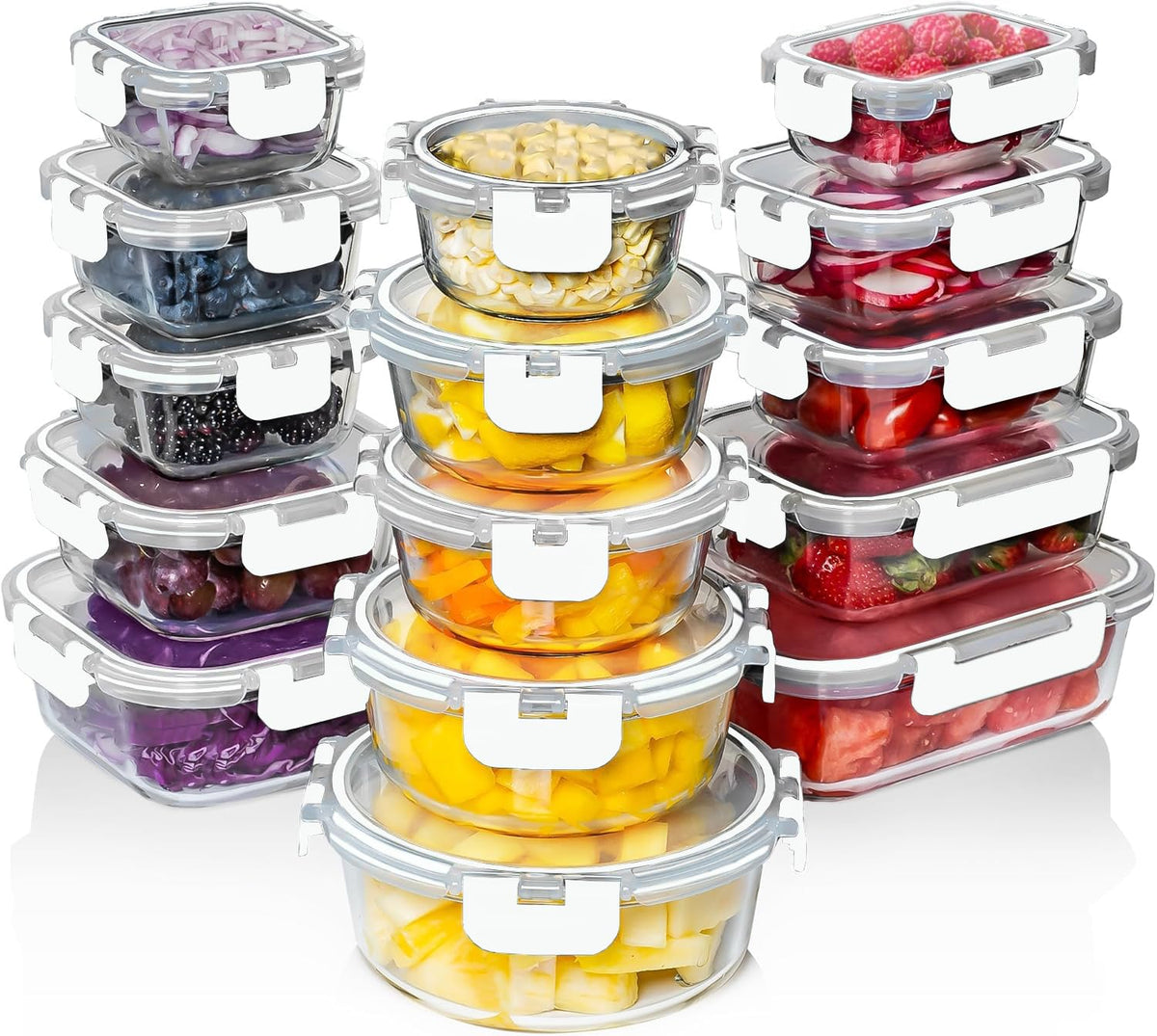 30-Piece Glass Food Storage Container Set
