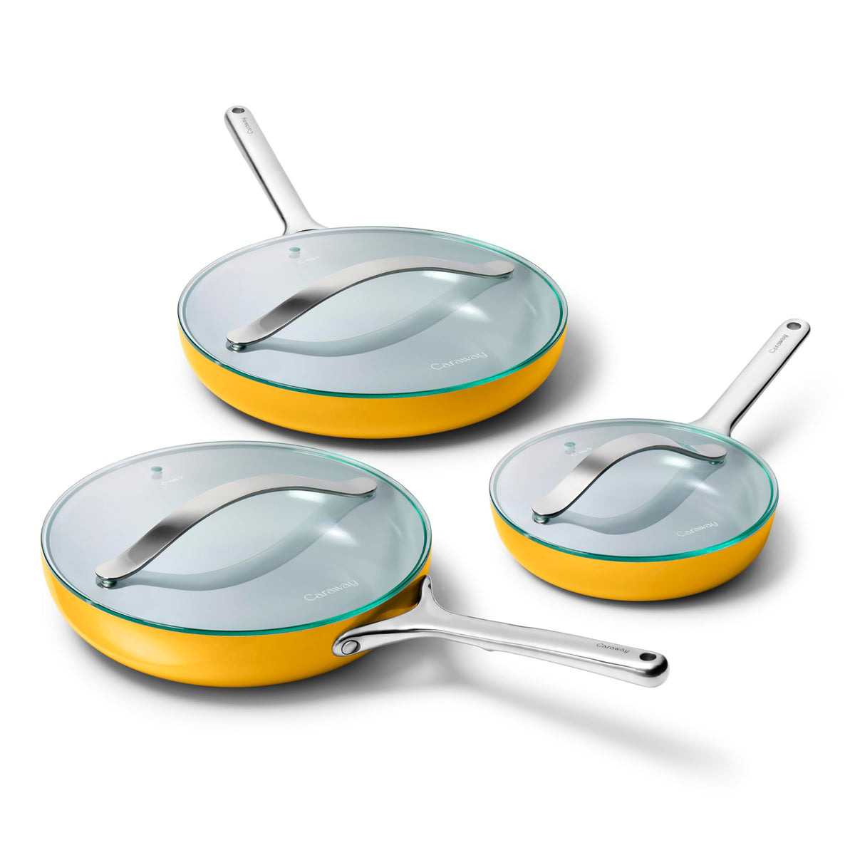 Ceramic Nonstick Frying Pan Set With Glass Lids