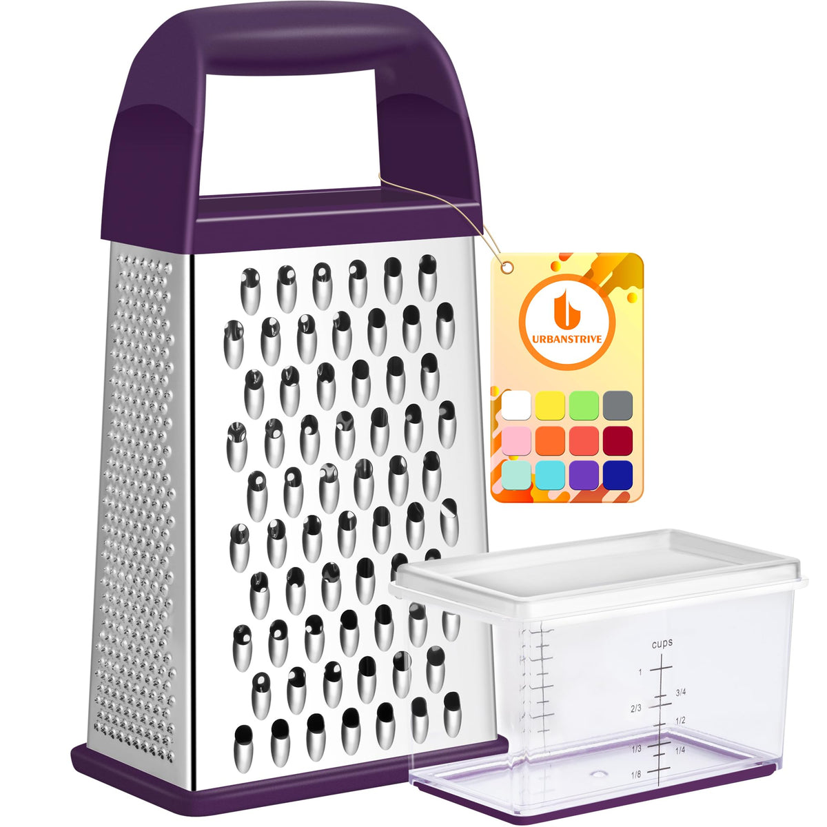 4-Sided Stainless Steel Box Grater With Container