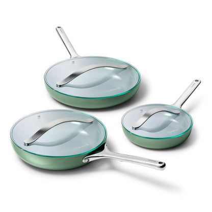 Ceramic Nonstick Frying Pan Set With Glass Lids