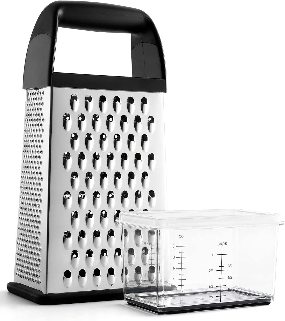 4-Sided Stainless Steel Box Grater With Container