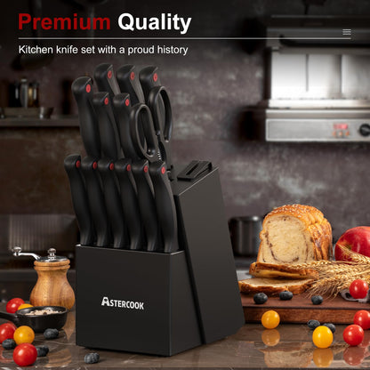 German Stainless Steel Knife Set With Sharpener Block
