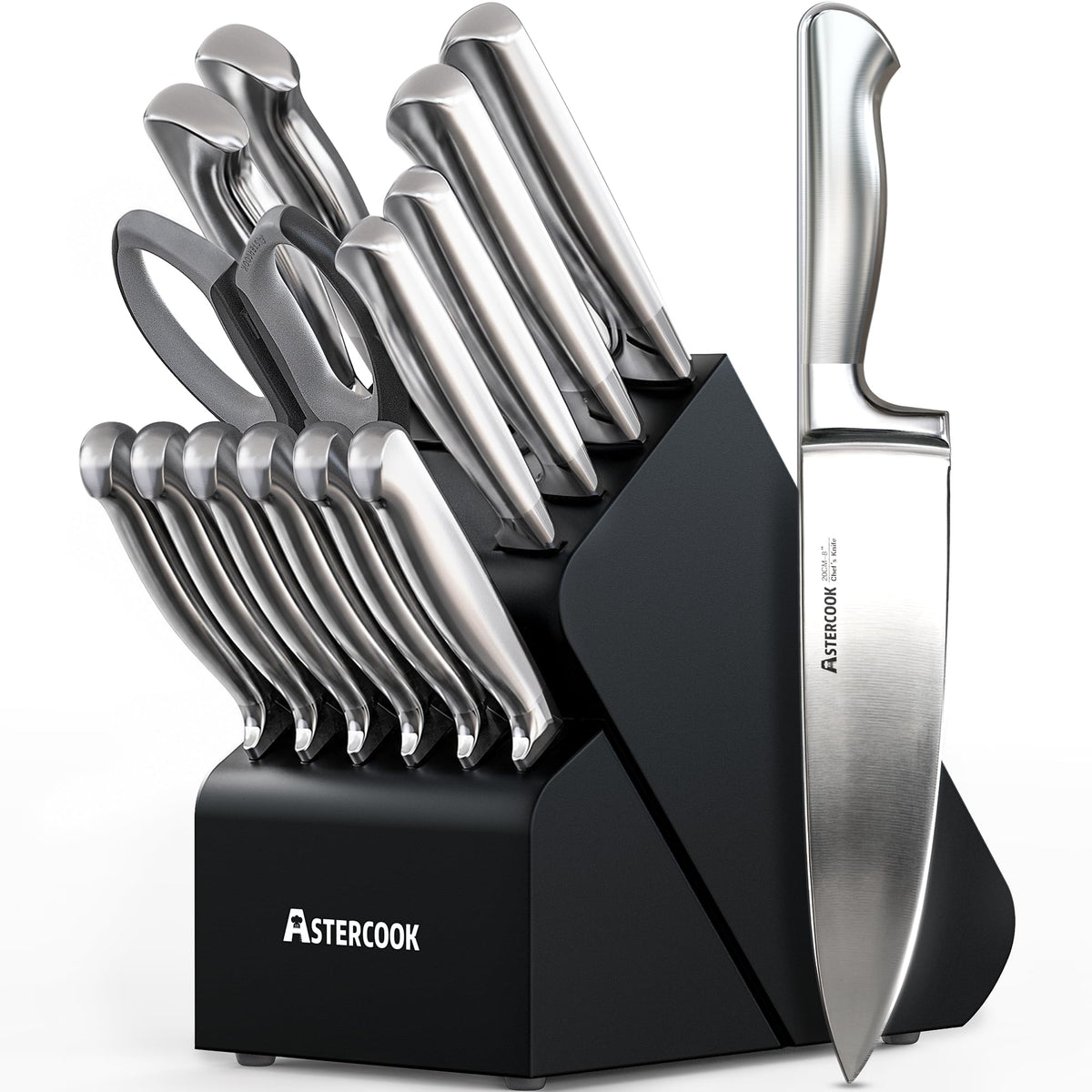 15-Piece German Steel Kitchen Knife Block Set