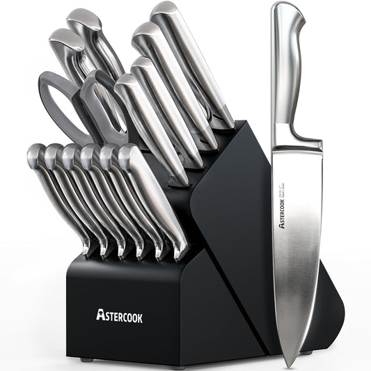 15-Piece German Steel Kitchen Knife Block Set