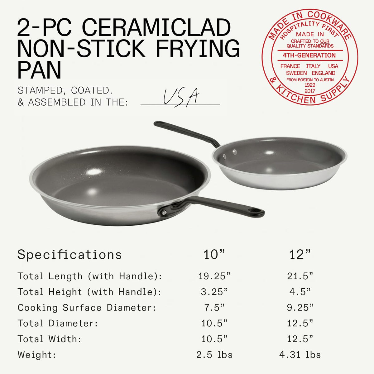 Ceramic Clad Frying Pan With Stainless Steel Handle