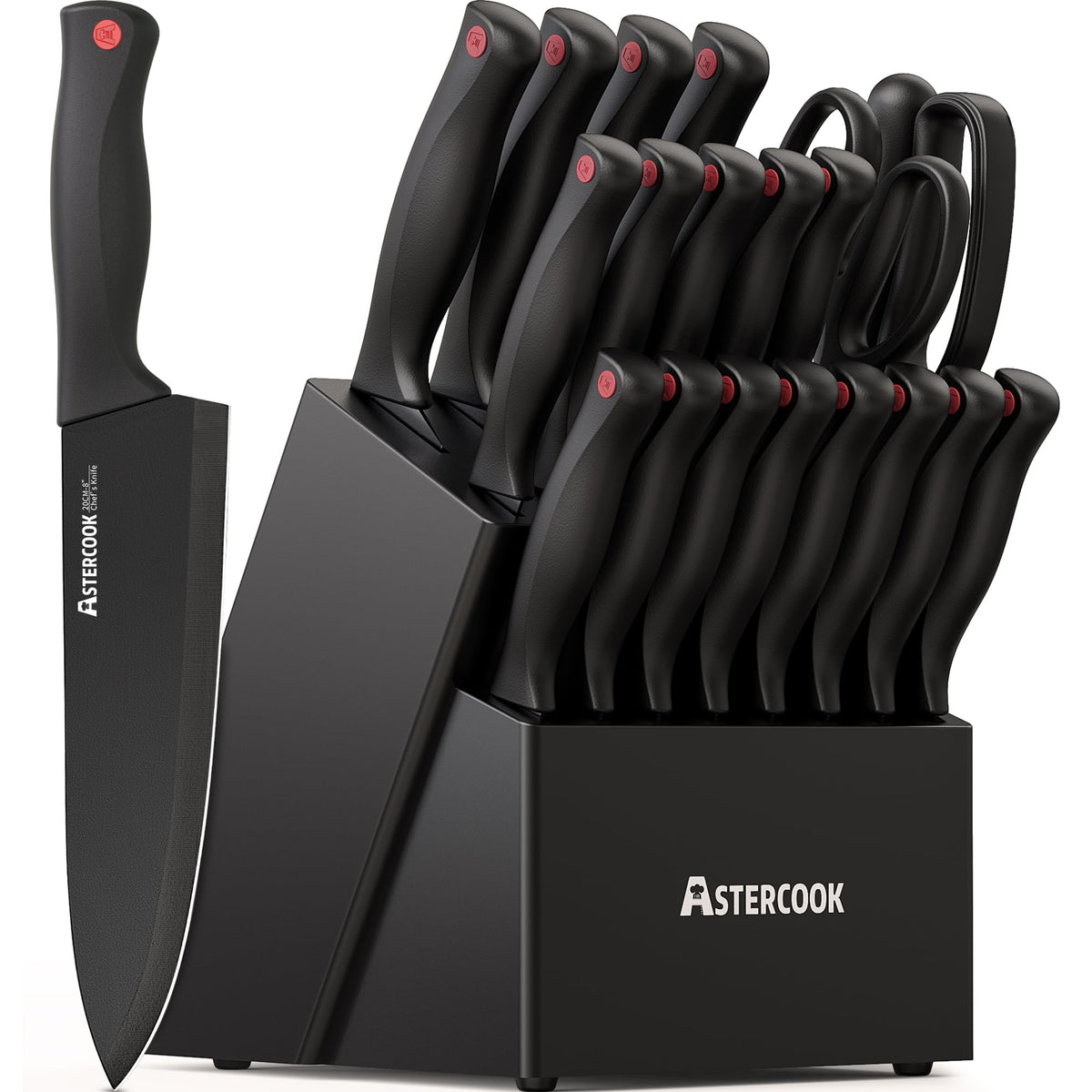 German Stainless Steel Knife Set With Sharpener Block