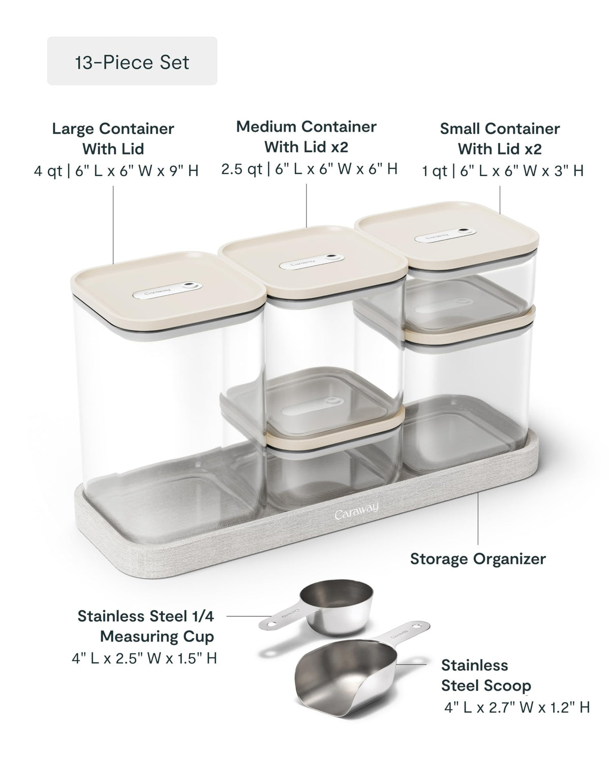 Caraway Glass Airtight Food Storage Containers with Lids